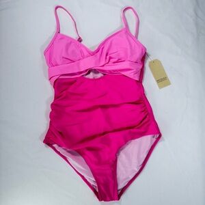 NWT | Heytalala Two-Tone Pink Twist-Front One-Piece | M